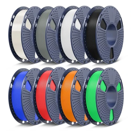 Filamento PLA+ 1.75mm Stampante 3D Multicolore Fagotto, SUNLU, Neatly Wound PLA Plus 2kg, 8 Confezione 0.25kg Bobina, 8 Colori, Nero+Bianco+Grigio+Trasparente+Rosso+Blu+Verde+Arancione