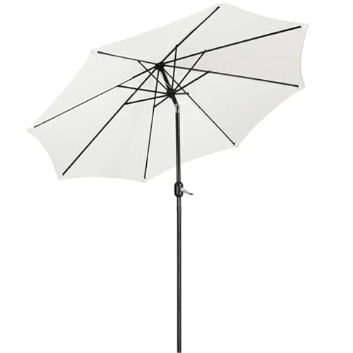 Offerta a tempo: Yaheetech Ombrellone da Giardino Esterno 270 cm Portatile Parasole Protezione UV con Manovella 8 Stecche Reclinabile Telo in Poliestere Tubo in Alluminio Spiaggia Balcone Terrazzo Crema - 26% da 49.99 € a 37.04 €