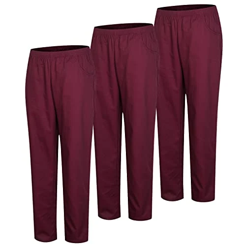 Misemiya - Pack 3 Pcs - Pantalon SANITAIRE Unisex - Uniformes MEDICALES Uniformes SANITAIRES Pantalon DE Travail - Réf 8312 * 3 pcs - Large, Grenat 21