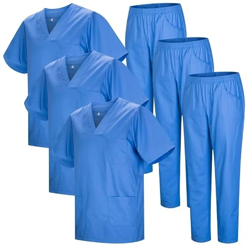 Offerta a tempo: MISEMIYA - Confezione * 3 Set - Uniforme Medica con Maglia e Pantaloni Uniformi Mediche Camice Uniformi sanitarie - Ref.3-8178 - 3XL, Celeste 22 - 0.00% da 65.24 € a 65.24 €