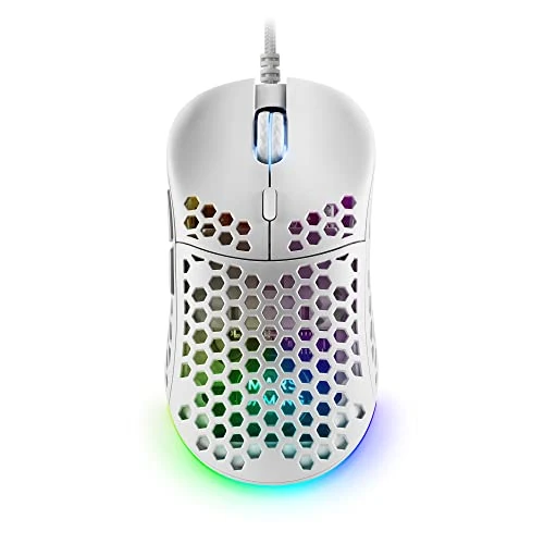 Tijdelijke aanbieding: Mars Gaming MM55W Wit, RGB Chroma Gaming Muis, Ultra-lichtgewicht 55g, 12800 DPI, HUANO Mechanische Switches van 14.01 € naar 14.01 € (0.00% korting)