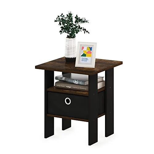 Oferta limitowana: Furinno Andrey Stolik pomocniczy, stolik nocny, z szufladą na śmieci, sosna bursztynowa/czarny z 177.27 zł na 177.27 zł (oszczędź 0.00%)