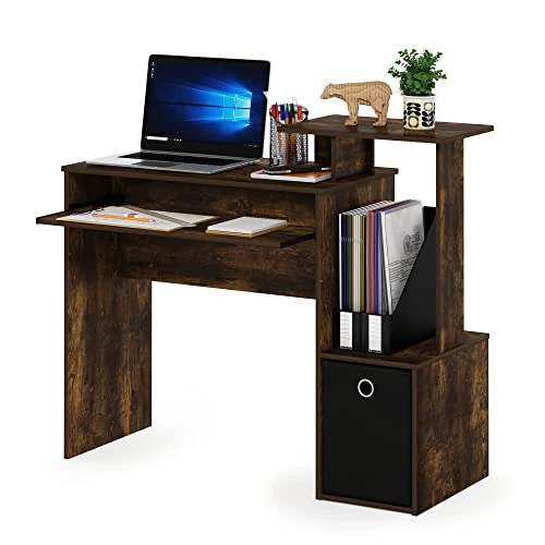 Limited-time offer: Furinno Multipurpose Home Office Computer Writing Desk w/Bin, Engineered Wood, Amber Pine/Black, 39.9 (D) x 100.1 (W) x 86.6 (H) cm from 58.99 GBP to 58.99 GBP (save 0%)
