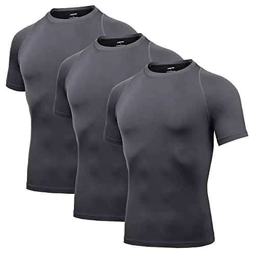 AMZSPORT Men's Compression Shirt Short Sleeve Functional Shirts Cool Dry Training Running Top, XL