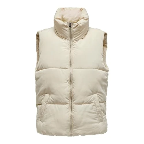 JDY JDYNEWERICA SHORT WAISTCOAT OTW NOOS, Veste aux femmes, Moonbeam/Detail:SILVER ZIPPER, M