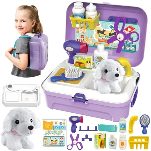 Zeitlich begrenztes Angebot: HERSITY Tierarztkoffer Kinder Hunde Kinderspielzeug, Hundesalon Spielzeug von 18.99 € auf 18.99 € (0.00% Rabatt)