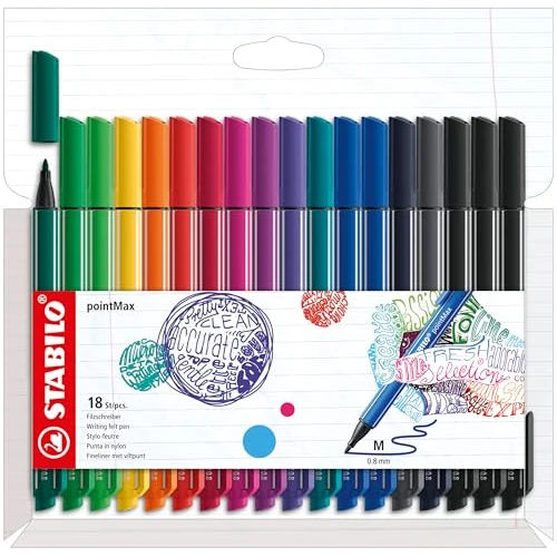 Stabilo pointMax - Fineliner Premium - Astuccio da 18 - Colori assortiti