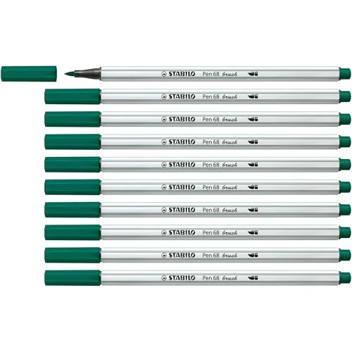 Offre limitée : STABILO Feutre pinceau Pen 68 brush - Lot x 10 feutres dessin à pointe pinceau - vert pin de 17.19 € à 17.19 € (0.00% de remise)