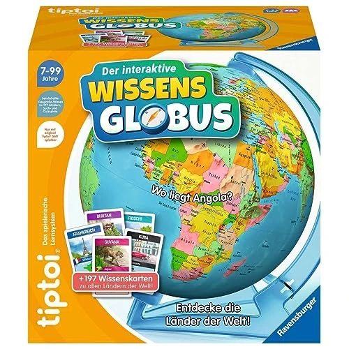 Offerta a tempo: Ravensburger tiptoi game 00107 - Il globo interattivo della conoscenza - globo didattico per bambini dai 7 anni in su, giocattoli per maschi e femmine, per 1-4 giocatori - 22% da 59.99 € a 46.57 €