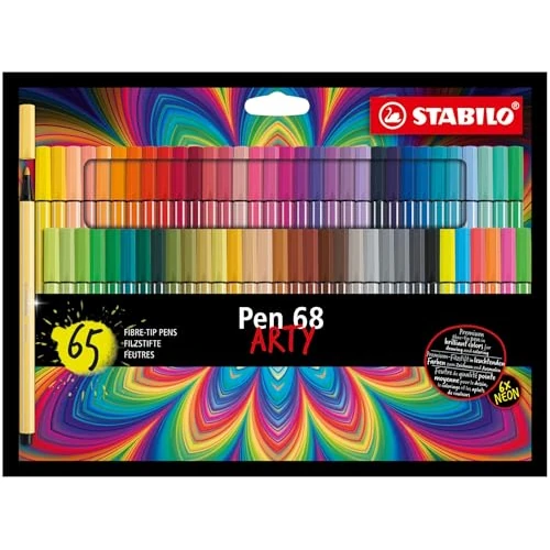 Limited offer: STABILO - Pen 68 - Premium Fibre-Tip Pen - ARTY - Pack of 65 - Assorted colors from 84.00 USD to 78.12 USD (save 7%)