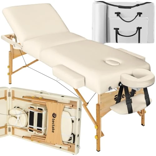 Offerta a tempo: tectake® Lettino da Massaggio Somwang, Lettino Massaggio Pieghevole, Altezza Regolabile, Carico Massimo 250 kg, Inclusi Accessori e Custodia per il Trasporto - Beige - 29% da 172.99 € a 122.90 €