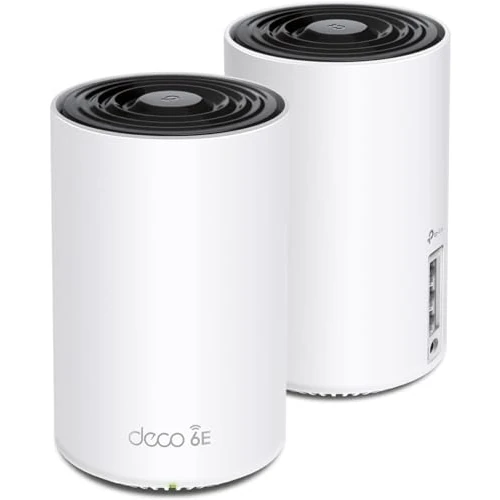 TP-Link Deco XE75 Wi-Fi 6E Mesh WLAN Set (2 Pack), AX5400 Tri-Band Router & Repeater (Range up to 510 m², WPA3, Ideal for Large Houses, Compatible with Amazon Alexa, 6X Gigabit Ports) White