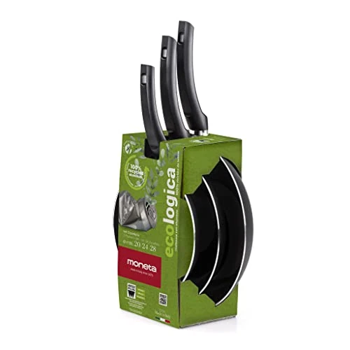 Oferta limitowana: Moneta Ecologica zestaw patelni 20+24+28 cm dla każdej płyty kuchennej z wyłączeniem indukcji. Aluminium z recyklingu puszek. Made in Italy z 152.27 zł na 152.27 zł (oszczędź 0.00%)