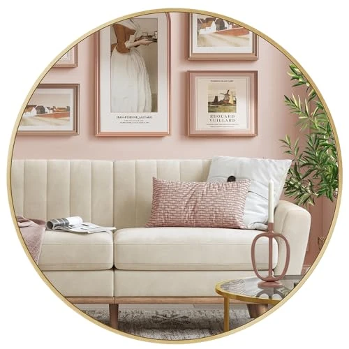 Offerta a tempo: SONGMICS Specchio da Parete Rotondo, Cornice in Alluminio, 61 x 61 cm - 33% da 59.99 € a 39.99 €
