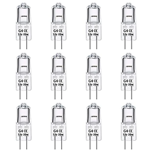 Limited-time offer: Caldarax 12 Pack G4 Halogen Light Bulbs 20W 12V, Dimmable Clear Capsule Lamp 2 Pin Lamp Bulb, 2700K Warm White, 280 LM, G4 Pin Base Halogen Lamps, for Interior Light, Track Lighting, Cabinet Lighting from 6.99 GBP to 6.99 GBP (save 0%)