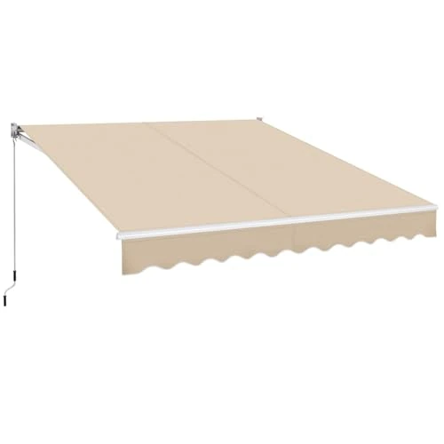 Yaheetech Tenda da Sole a Bracci Estensibili Avvolgibile Impermeabile da Esterno Balcone con Manovella Resistente ai Raggi UV Manuale per Porta e Finestra Angolazione Regolabile 300 x 250 cm Beige