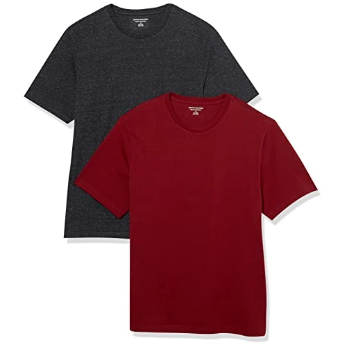 Zeitlich begrenztes Angebot: Amazon Essentials Herren T-Shirt aus Baumwolle, Normale Passform, kurzärmelig, Rundhalsausschnitt, 2er-Pack, Burgunderrot/Charcoal Heather, Medium von 7.30 € auf 6.20 € (15% Rabatt)