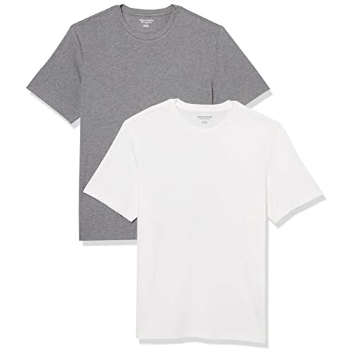 Amazon Essentials Camiseta de Cuello Redondo de Algodón, Manga Corta, Corte Clásico Hombre, Pack de 2