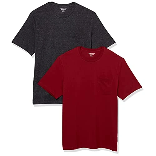 Oferta limitada: Amazon Essentials Camiseta con Bolsillo de Cuello a la Caja y Manga Corta Hombre, Pack de 2, Burdeos/Carbón Mezcla, S de 16.40 € a 16.40 € (ahorro 0.00%)