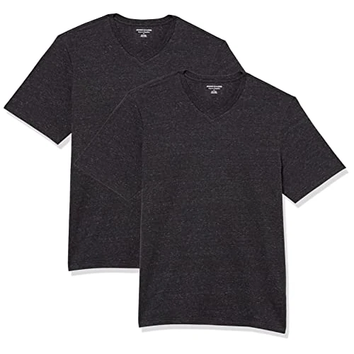 Offerta a tempo: Amazon Essentials T-Shirt da Uomo Regular Fit a Maniche Corte con Scollo a V (Disponibile nelle Taglie Big & Tall), Confezione da 2, Antracite mélange, XL - 39% da 13.28 € a 8.08 €