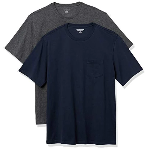 Offerta a tempo: Amazon Essentials T-Shirt Girocollo con Tasca a Maniche Corte Uomo, Pacco da 2, Blu Marino/Carbone Puntinato, XXL - 0.00% da 19.00 € a 19.00 €