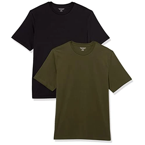 Oferta limitada: Amazon Essentials Camiseta de Cuello Redondo de Algodón, Manga Corta, Corte Clásico Hombre, Pack de 2, Negro/Verde Oliva, XXL de 17.90 € a 17.90 € (ahorro 0.00%)