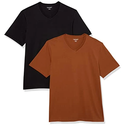 Oferta limitowana: Amazon Essentials Męski T-shirt z krótkim rękawem i dekoltem w serek o regularnym kroju (dostępny w dużych i wysokich), 2 sztuki, czarny/brązowy, rozmiar M z 106.00 zł na 106.00 zł (oszczędź 0.00%)