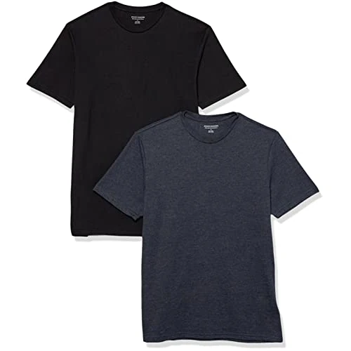 Offerta a tempo: Amazon Essentials T-shirt girocollo a maniche corte da uomo, in cotone, vestibilità regolare, confezione da 2, nero/blu navy, XXL - 0.00% da 14.80 € a 14.80 €