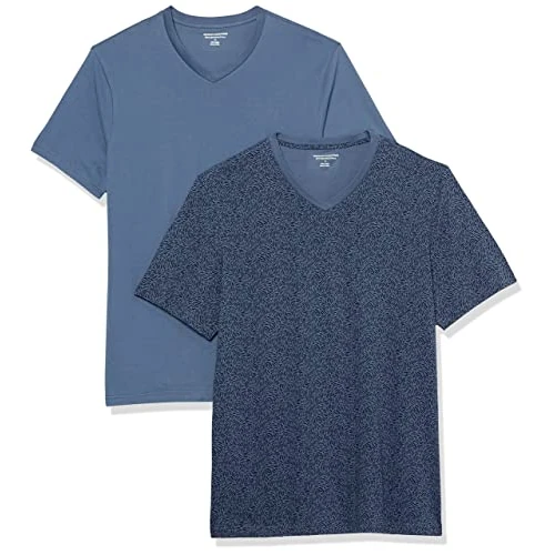 Offerta a tempo: Amazon Essentials T-Shirt da Uomo Slim Fit Manica Corta Scollo a V, Confezione da 2, Blu Slavato, Stampa Floreale, S - 0.00% da 11.00 € a 11.00 €
