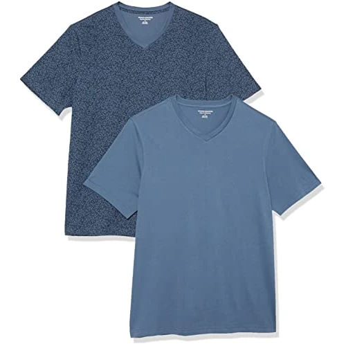 Offerta a tempo: Amazon Essentials T-Shirt da Uomo Regular Fit a Maniche Corte con Scollo a V (Disponibile nelle Taglie Big & Tall), Confezione da 2, Blu Lavato, Stampa Floreale, L - 0.00% da 10.49 € a 10.49 €