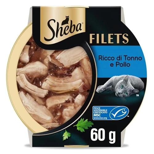 Offerta a tempo: Cibo per gatti adulti SHEBA Filets con Pollo & Tonno salsa, 32 Vaschette da 60g - 29% da 43.98 € a 31.36 €