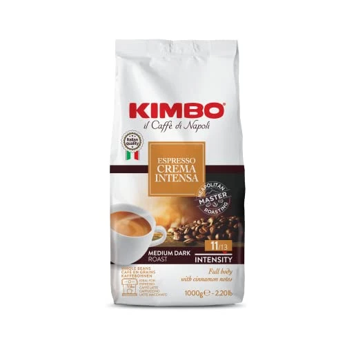 Zeitlich begrenztes Angebot: Kimbo, Espresso Crema Intesa, 6x 1 Kg Kaffeebohnen, vollmundige und intensive Mischung, Intensität 11/13, mittlere Röstung, 6 Packung à 1 Kg von 110.00 € auf 110.00 € (0.00% Rabatt)