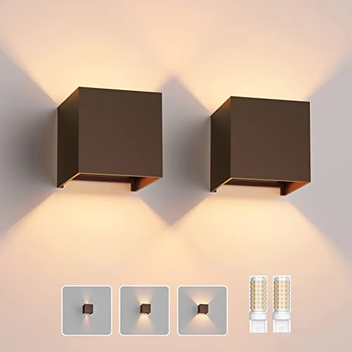 Tijdelijke aanbieding: Klighten 2 stuks led-wandlamp met verwisselbare G9 ledlamp, warm wit, 3000 K, aluminium led-wandlamp voor binnen en buiten, instelbare stralingshoek, buitenverlichting voor woonkamer en tuin, brons van 49.99 € naar 49.99 € (0.00% ko
