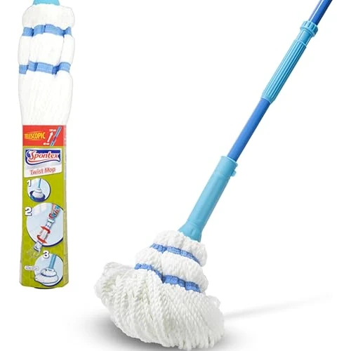 Offerta a tempo: Spontex Twist Mop– Mop lavapavimenti in microfibra con sistema di strizzatura automatica integrato– Pad di pulizia non graffiante per macchie difficili – Pulisce pavimenti in laminato–Testina lavabile - 27% da 21.99 € a 16.00 €