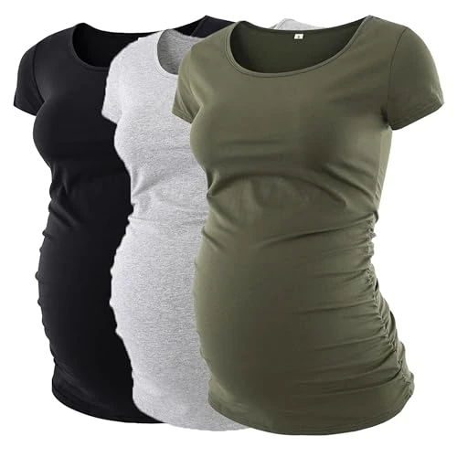 Limited-time offer: Love2Mi 3 Pack Maternity Shirt Short Sleeves Basic Summer Pregnancy Clothes for Women from 29.99 £ to 29.99 £ (save 0.00%)