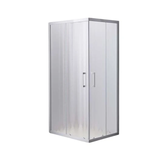 DocciaSì Corner Shower Cabin 70 x 90 cm, 6 mm White Feathered Glass, Painted Aluminium Profiles, Sliding Door