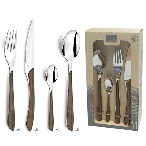 Amefa ECLAT Nature Cutlery Set 24 P Dark Wood