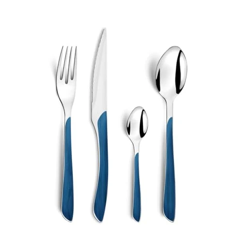 Offerta a tempo: Amefa ECLAT Natura Set di Posate da 24 Pezzi, Colore Navy, Acciaio Inossidabile, Blu Marino — 35% da 64,30 € a 41,92 €