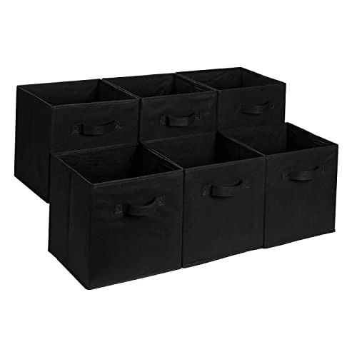 Offerta a tempo: Amazon Basics Confezione da 6 cubi portaoggetti pieghevoli in tessuto, contenitori con maniglie, Nero, 33 x 33 x 33 cm - 0.00% da 19.54 € a 19.54 €