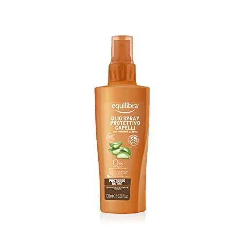 Offerta a tempo: equilibra Solari, Olio Spray Protettivo Capelli, Olio Solare Capelli a Base di Aloe Vera, Semi di Lino e Argan, con Speciale Filtro UV per la Protezione dai Raggi Solari, 100 ml - 35% da 9.10 € a 5.90 €
