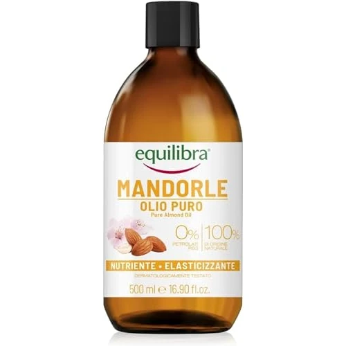 Equilibra Cuerpo, Aceite Puro de Almendras, Aceite de Almendras Dulces, Protector, Nutritivo y Elastizante, Ayuda a Prevenir las Estrías del Embarazo o Durante una Dieta Hipocalórica, 500 ml