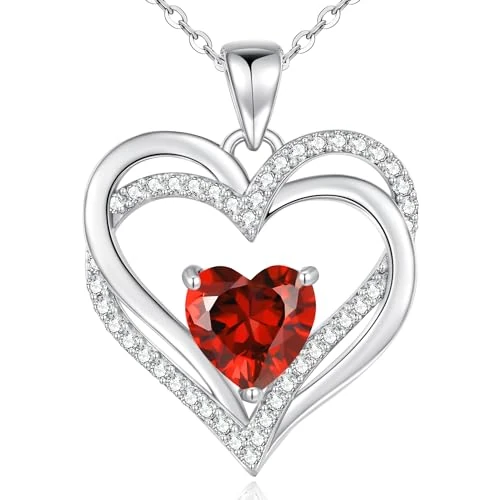 Offerta a tempo: CDE Collana Argento 925 Donna, Collana Cuore Birthstone Necklace - Regalo per Moglie/Sorella/Amiche o Donna Anniversario Compleanno Festa della Mamma Valentin’s Day - 20% da 49.99 € a 39.99 €