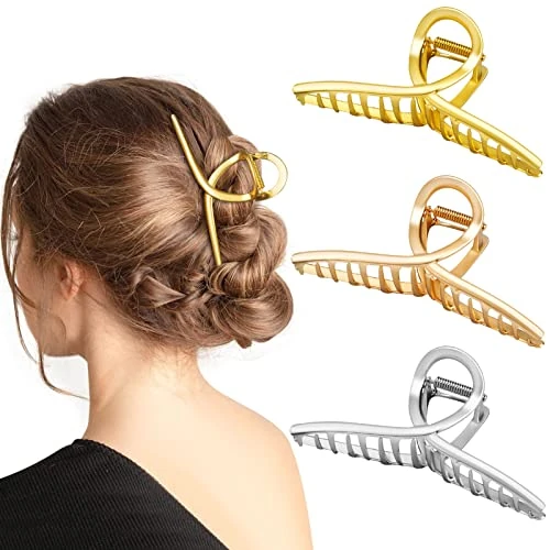Offre limitée : Kiiwah 3 Pinces à Cheveux en Métal, Grandes Barrettes Crabe à Cheveux Hair Clip Antidérapantes en Or, Argent, Or Rose pour Femmes Cheveux Épais & Cheveux Fins de 15.99 € à 15.99 € (0.00% de remise)