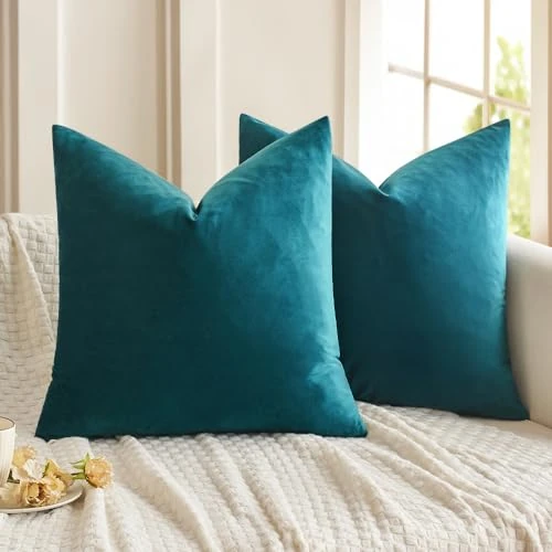 Offerta a tempo: MIULEE Federe Cuscini per Camera da Letto Copricuscini in Velluto per Letto Matrimoniale Decorativi Federa per Salotto Soggiorno Elegante e Moderni Fodere Arredo 2 Pezzi 60X60 CM Blu Lago - 36% da 26.99 € a 17.20 €
