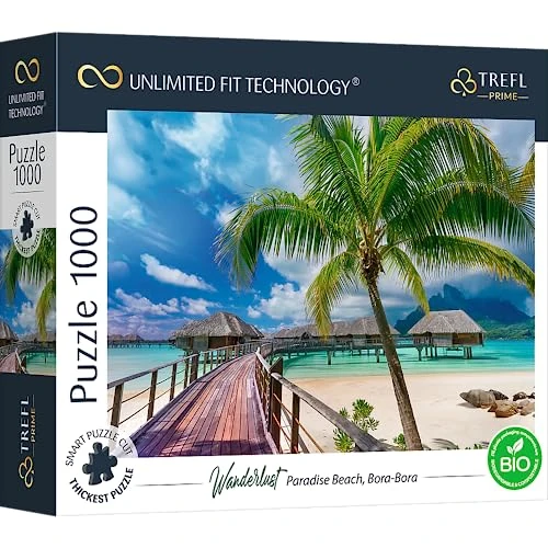 Offerta a tempo: Trefl Prime - Uft Puzzle Wanderlust: Paradise Beach, Bora-Bora - 1000 Pezzi, Cartone Più Spesso, Bio, EKO, Spiaggia del Paradiso, Palme, Intrattenimento per Adulti E Bambini Oltre 12 Anni - 44% da 23.88 € a 13.46 €