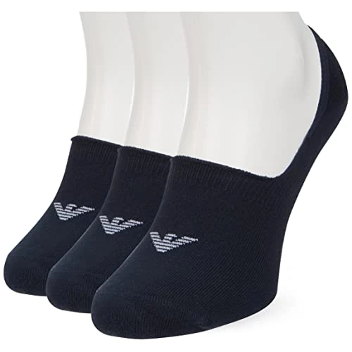 Emporio Armani Underwear 3-Pack Invisible Socks With Jacquard Eagle, Pack de 3 calcetines invisibles de los hombres, marine, L/XL