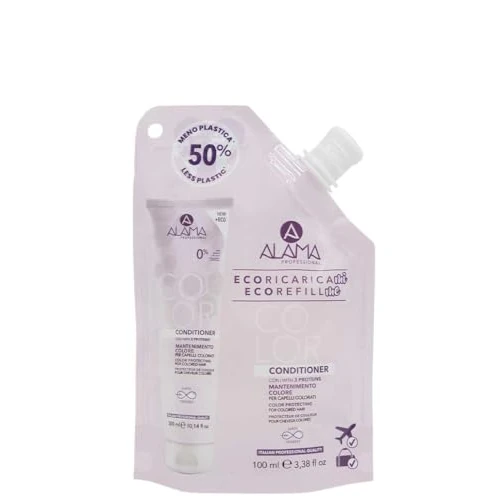 Limitiertes Angebot: Alama Professional Eco-Refill Color Conditioner Farbpflege für gefärbtes Haar, stärkender und volumisierender Balsam mit Kollagen, Elastin und Keratin, 90% natürliche Inhaltsstoffe, 100 ml von 3.90 EUR auf 3.90 EUR (Spare 0%)
