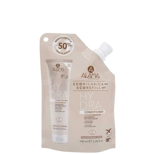 Begrenztes Angebot: Alama Professional Eco-Refill Hydra Conditioner für trockenes, stumpfes und sprödes Haar, mit Arganöl, Vitamin E, Fettsäuren, Antioxidans, 95% natürliche Inhaltsstoffe, vegan, 100 ml von 3.90 EUR auf 3.90 EUR (Rabatt 0%)