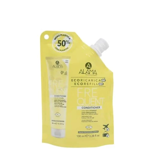 Offerta a tempo: A ALAMA Professional Alama Professional Eco-Refill Frequent Conditioner Nutriente, Balsamo per Tutti i Tipi di Capelli, Formula con Vitamine, 90% Ingredienti Naturali, Vegan, 100ml - 64% da 3.90 € a 1.39 €