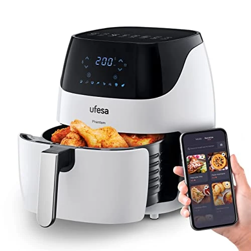Offerta a tempo: UFESA AF5100 White Phantom Friggitrice ad Aria Bianca, Air Fryer WIFI, Ricettario e Controllo via APP o con Schermo Tattile, 5 L, 8 Programmi, 1500 W, Cestello e Vassoio Estraibili, BPA e PFOA Free - 0.00% da 135.79 € a 135.79 €